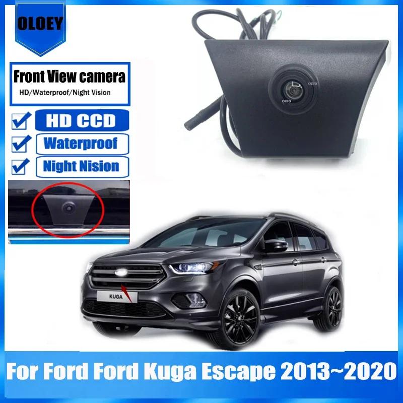 

Автомобильная Камера Переднего Вида для Ford Kuga Escape 2013 2014 2015 2016 ~ 2020 Водонепроницаемая парковочная HD CCD камера с ночным видением и логотипом