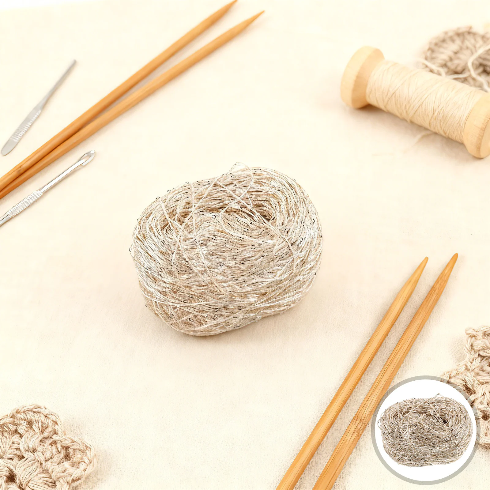 

1 Roll 76.5 Yard Sequin Sparkly Knitting Crochet Soft Glitter Yarn For Scarves Hats Sweaters Winter Wear Polyester Fiber Craft