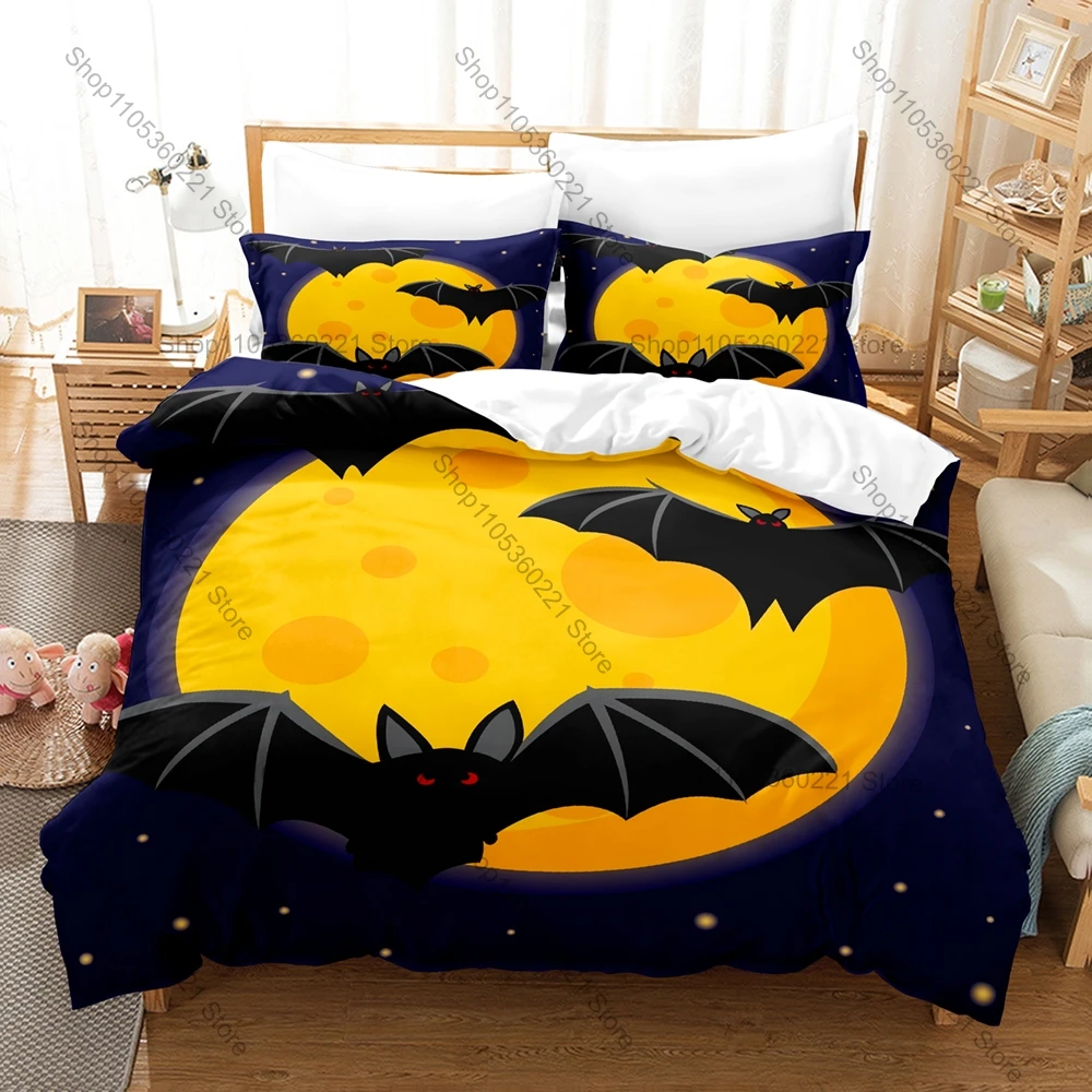 Kawaii Christmas Bat Three Piece Bedding Set Luxury Comforter Set with Queen King Size Cool Two household goods Anime edredones