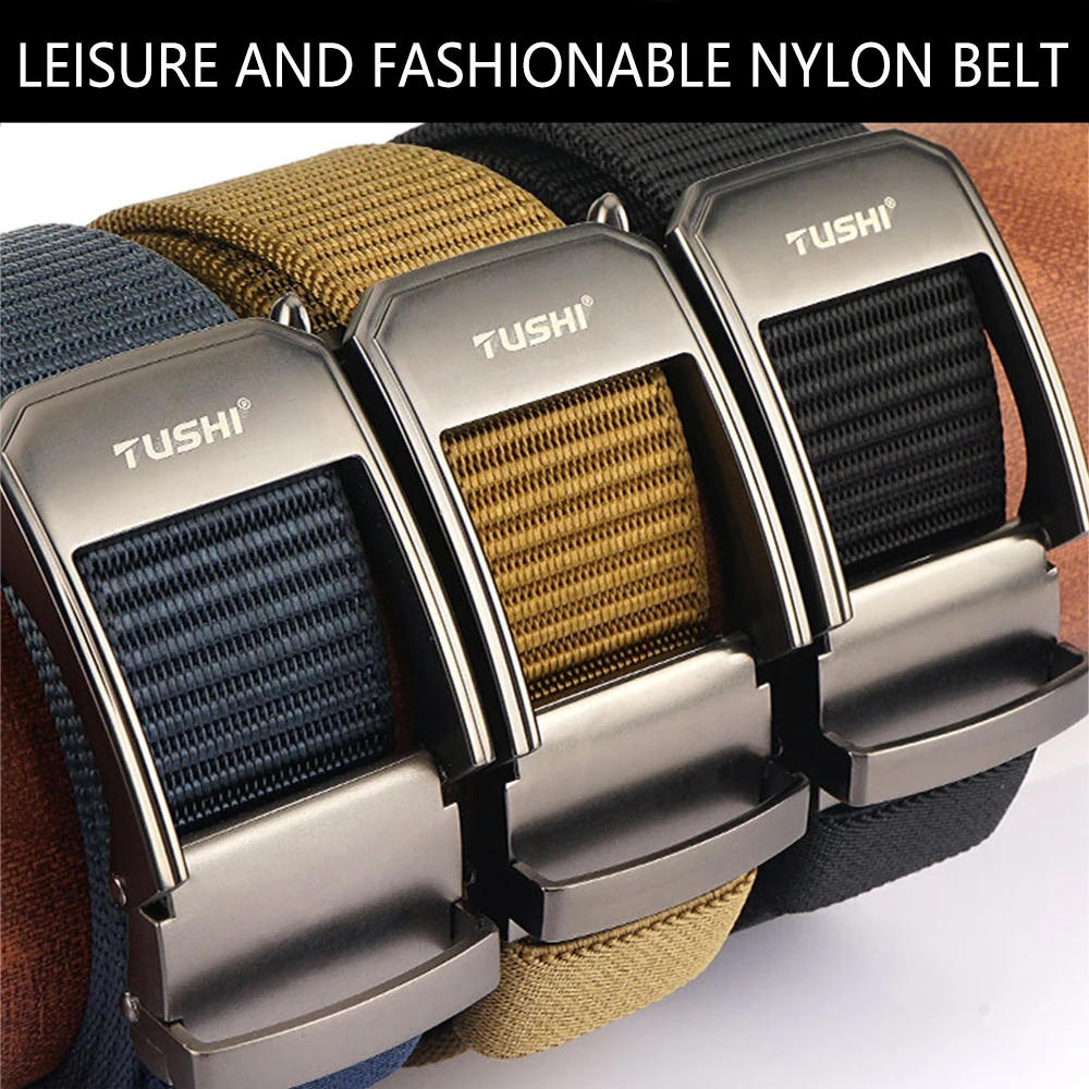 TUSHI Metal Quick Release Pluggable Buckle Elastic Belts For Men Durable Tactical Belt Cowboy Outdoor Stretch Army Strap Hunting