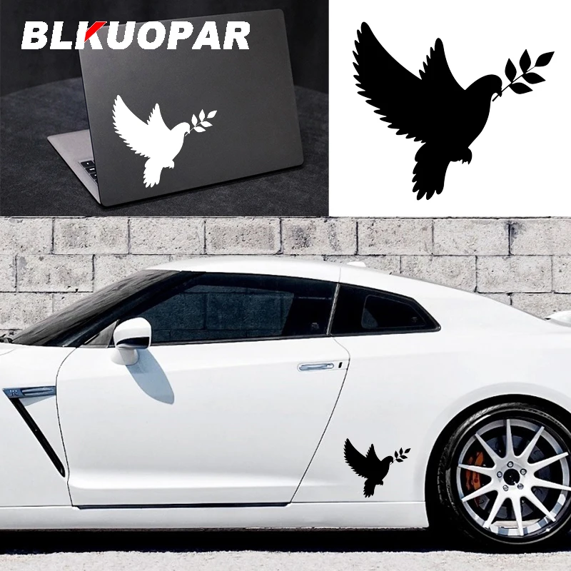 BLKUOPAR Dove of Peace with Olive Branch Birds Car Stickers Trunk Windows Bumper Motorcycle Windshield Laptop Car Accessories