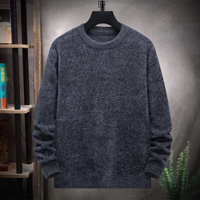 

Autumn Winter sweater plus size men's loose o neck knitted trendy 150kg 8xl sweater men gray black color large 7xl 6xl