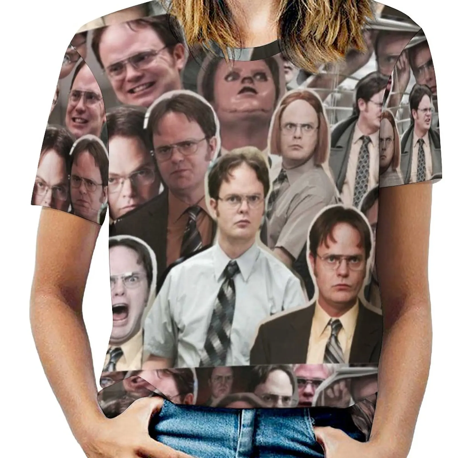 

Dwight Schrute-The Office Fashion Print Women Ladies Girls T-Shirt Harajuku Round Neck Short Sleeve Tops & Tees Michael Scott