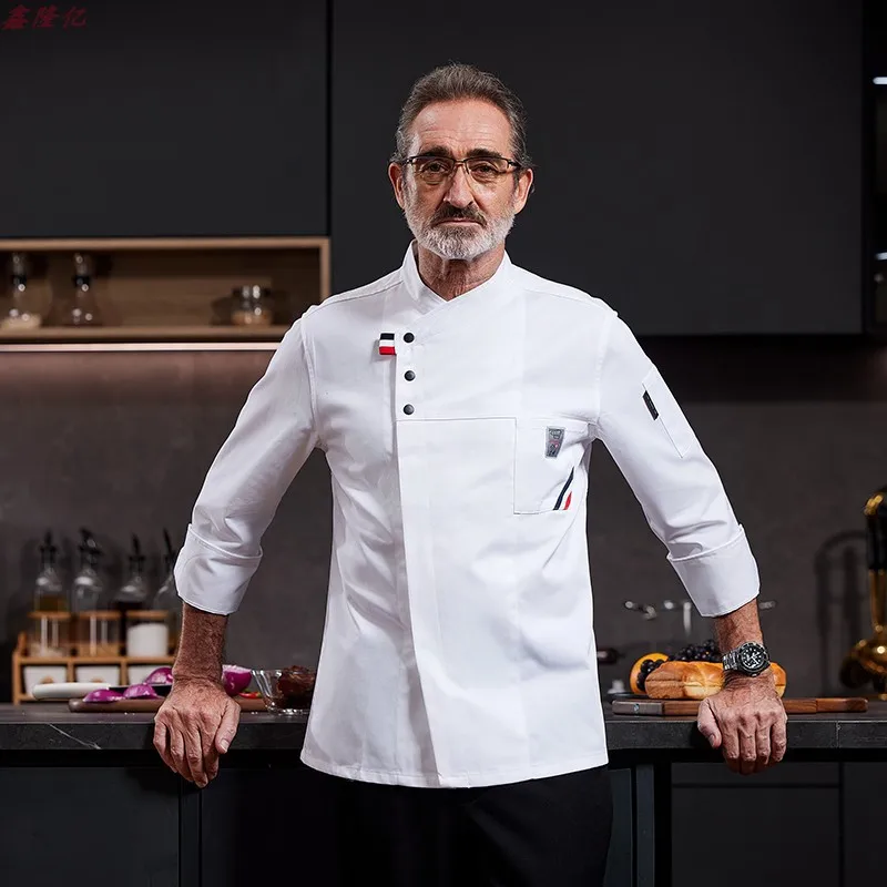 Uniforme de Chef de Hotel, ropa de trabajo para Chef de restaurante, pastelería, panadero, restaurante occidental, camarero, ropa de cocina de otoño