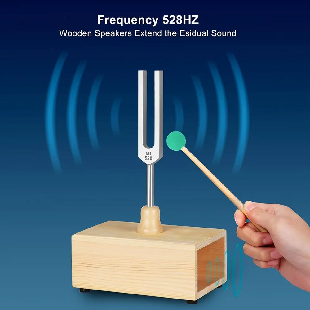 432Hz / 528Hz Chakra Tuning Forks with Resonant Box and Mallet Perfect for Sound Therapy Yoga Meditation and Relaxation