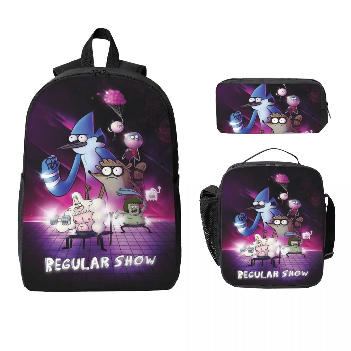 

3 шт., школьные сумки с героями мультфильмов, аниме, набор для детей, пеналы, наборы рюкзаков с ланч-боксом для школьников, рюкзак