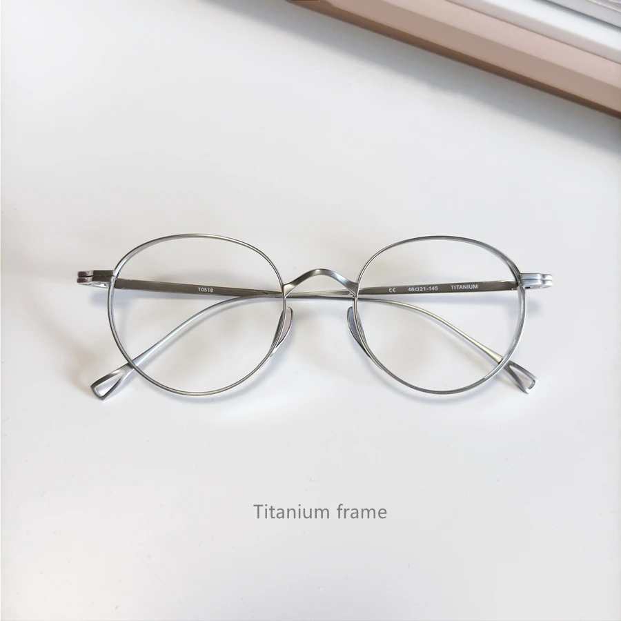 إطار نظارات من التيتانيوم البيضاوي القديم، معابد مرنة من التيتانيوم β-تيتانيوم، تصميم نظارات للجنسين، مقاس 48-21-140، KMN113