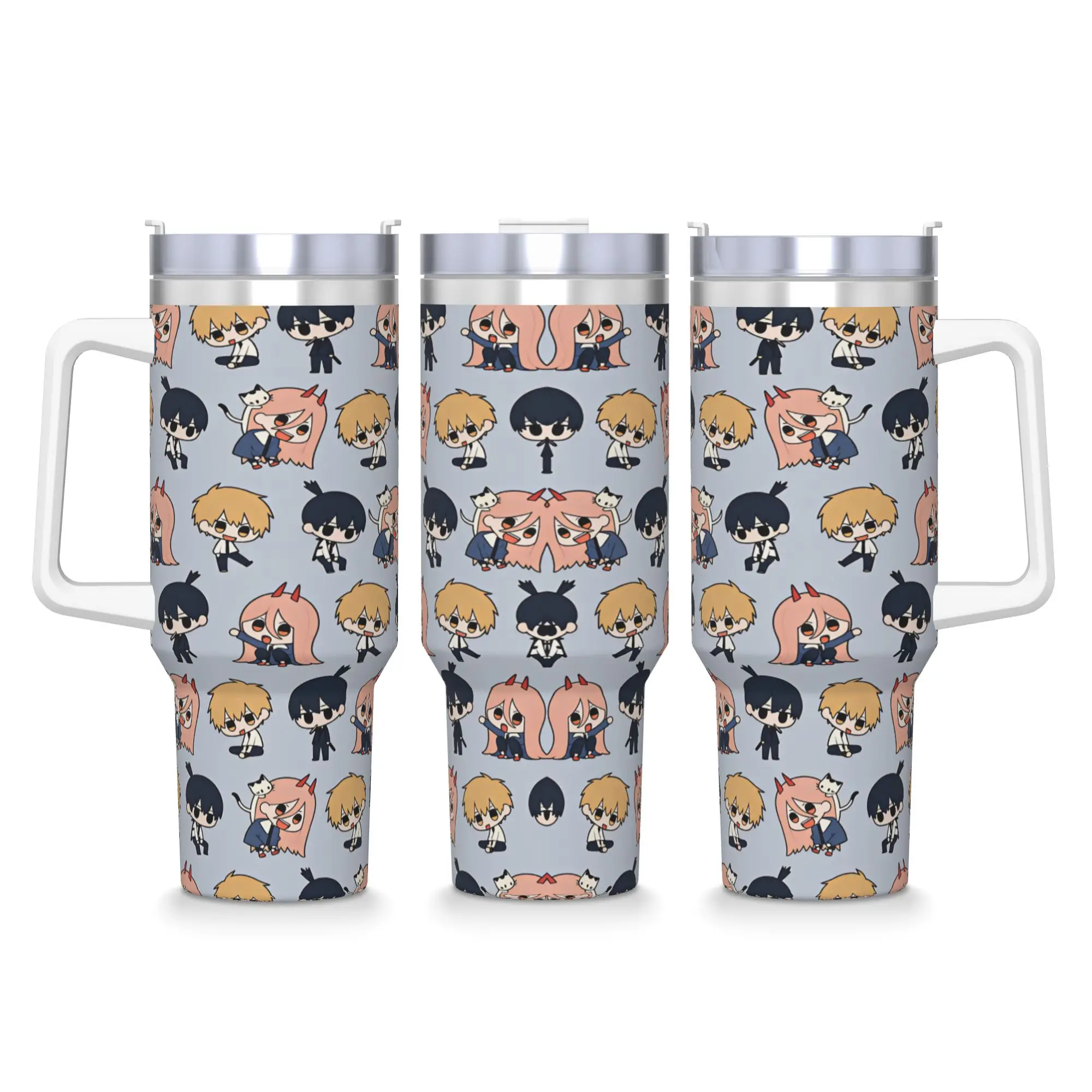 Chainsaws Man Tumbler  Cold Drink Water Bottle Keep Heat Stainless Steel Thermal Mug Printed Camping Mugs Cup