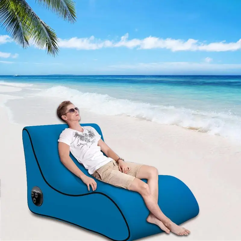 Inflatable Couch Automatic Inflatable Lounger Electric Pump & Power Bank Blow Up Couch Chair For Camping Traveling Outdoor