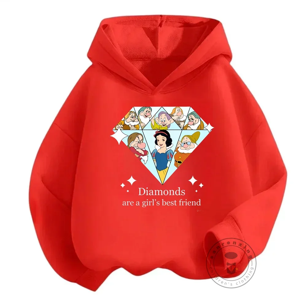 White Snow Princess Kids Hoodie Anime Print Disney Kids Fall Winter Cute Blazer Kawaii Girls Hoodie Casual Korean Sweatshirt