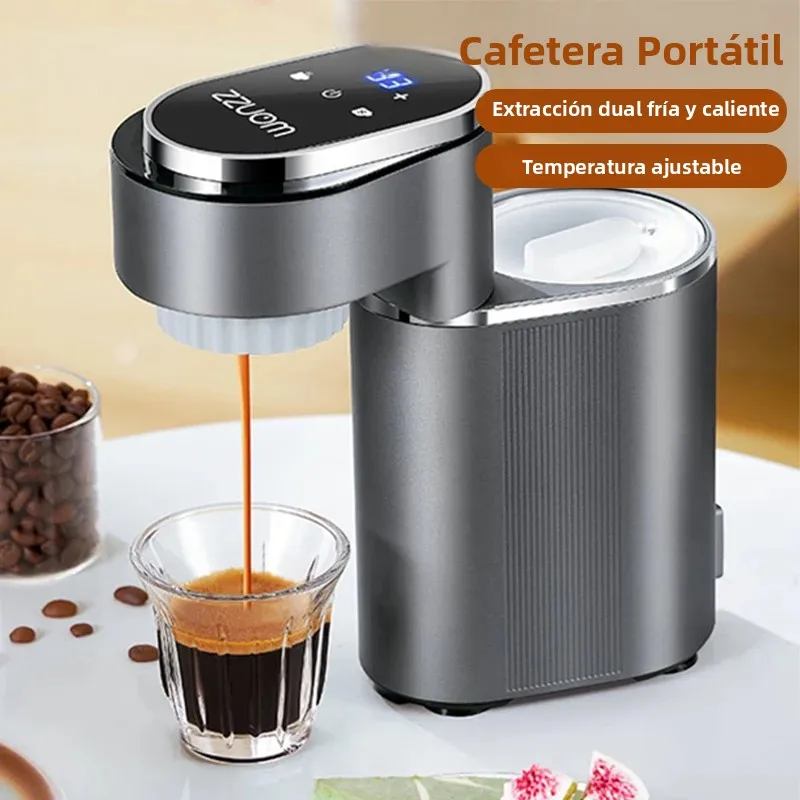 Cafetera italiana portátil de 110V/220V, máquina de café expreso de doble extracción fría y caliente, mini cafetera compacta de viaje