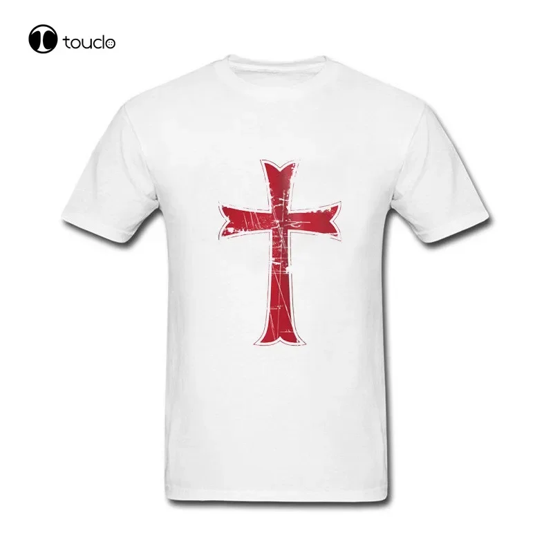 Fashion Crusader Knights Templar Distressed Cross T-Shirt. Summer Cotton Short Sleeve O-Neck Mens T Shirt New S-5Xl Unisex