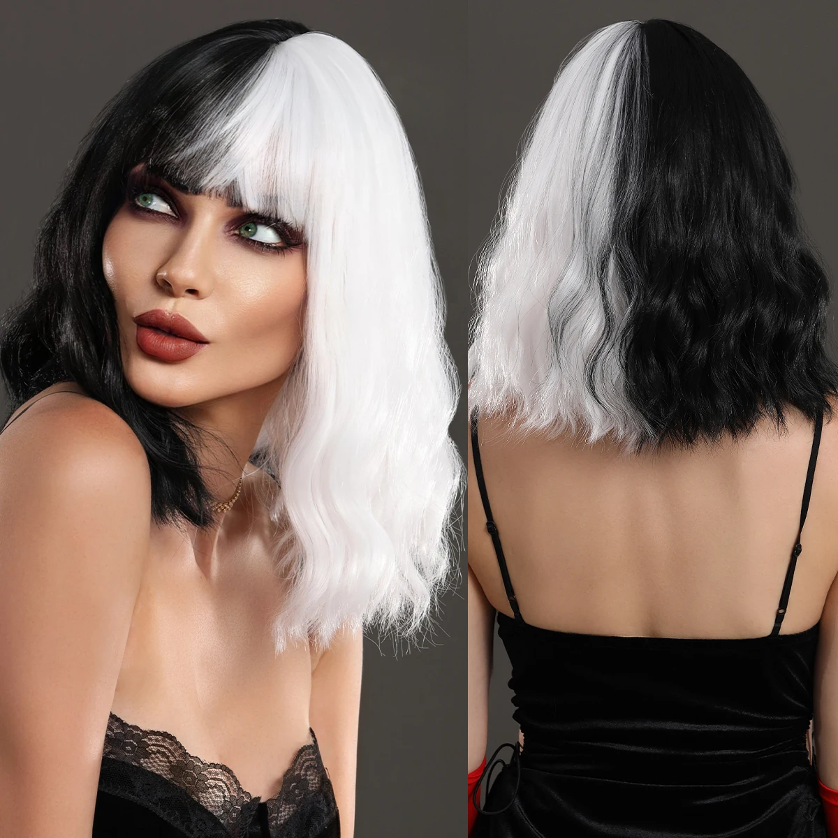 Women's Cruella Devil Synthetic Hair Wig for Halloween Cosplay