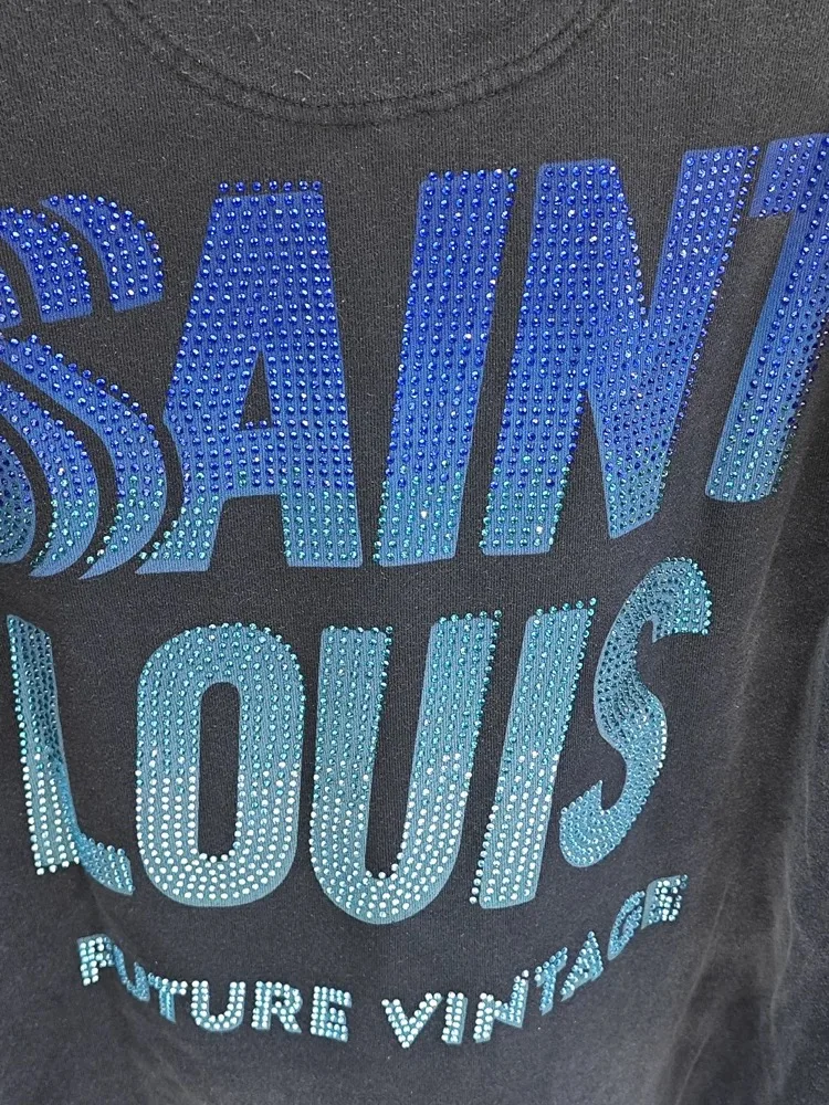 25ss SSSAINT LOUIS Rhinestone Logo Round Neck Sweatshirts Men Women Best Quality Saint Michael Washed Black Hoodies