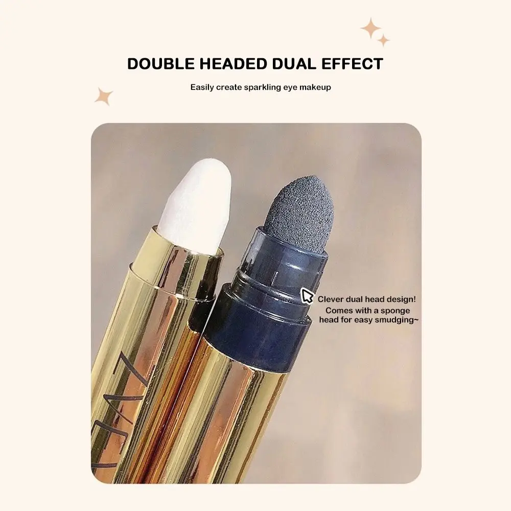 ปากกาอายแชโดว์สองหัวแบบใหม่ สีมุก ติดทนนาน ไฮไลท์เม็ดสีแน่น ประกายละเอียดอ่อน แบบแท่ง