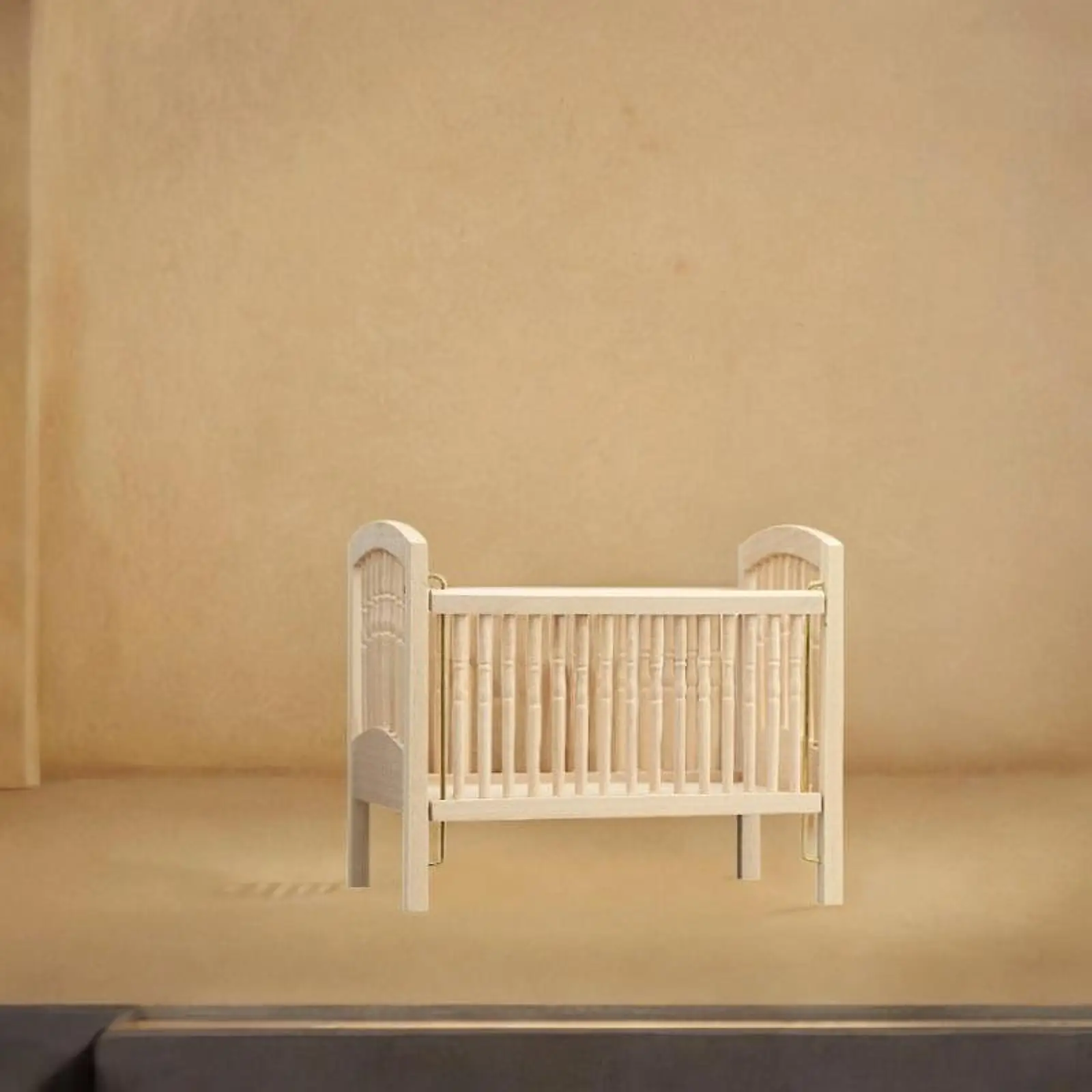 1/12 Baby Doll Cradle Wooden Baby Doll Crib for Dolls Girls Dollhouse Room