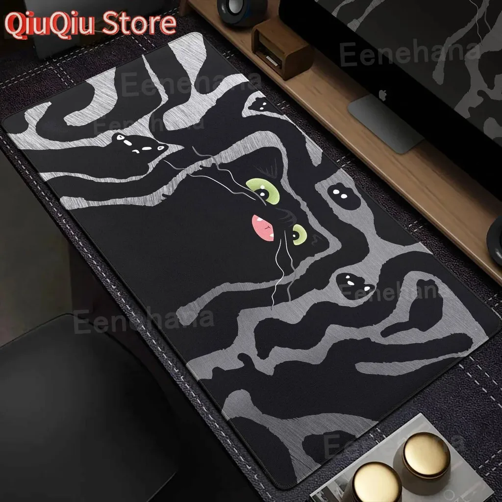 

Art Black Cat Mouse Pad XXL Cute Line Game Rubber Pc Gaming Anime Keyboard Expansion Pad Liquid Non-slip Base Office Accessories