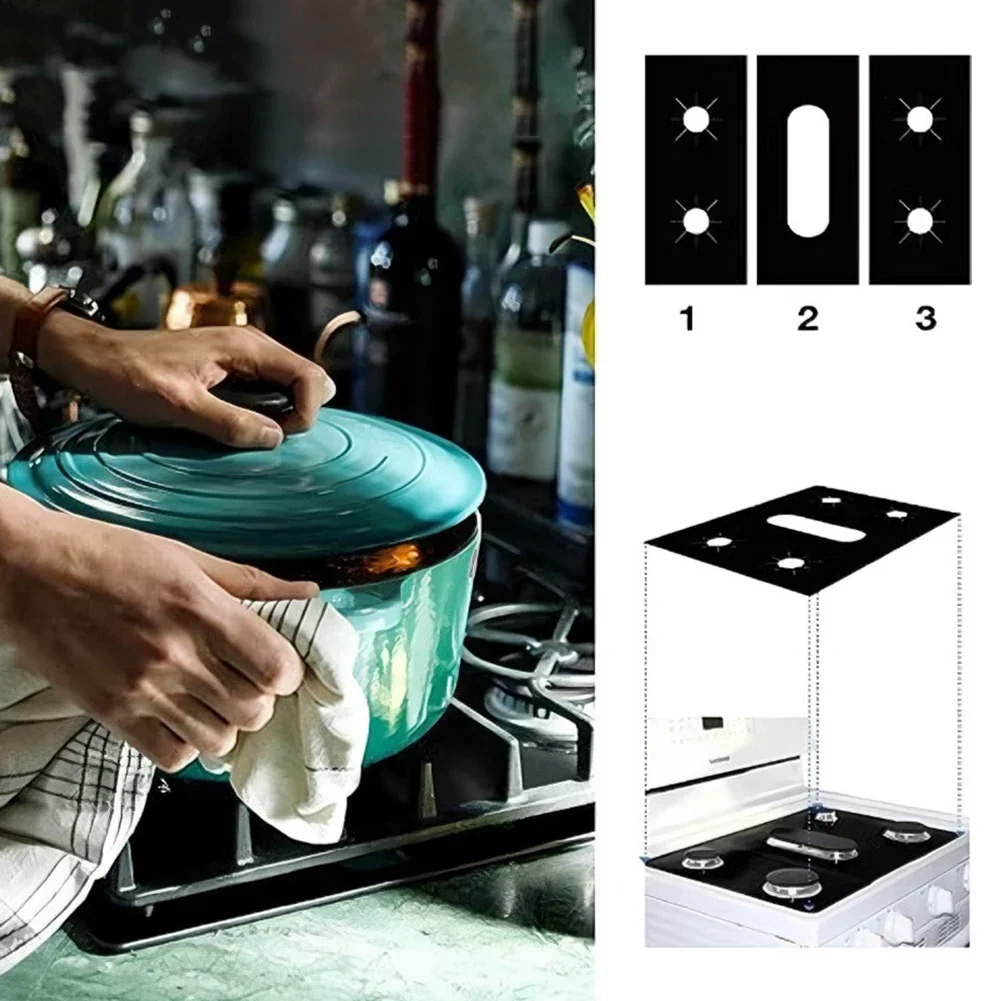 5-Hole Gas Stove Pad Protective Cover For Samsung Gas Stove Protector Pads Reusable Kitchen Cleaning Anti-dirty Non-stick Mat
