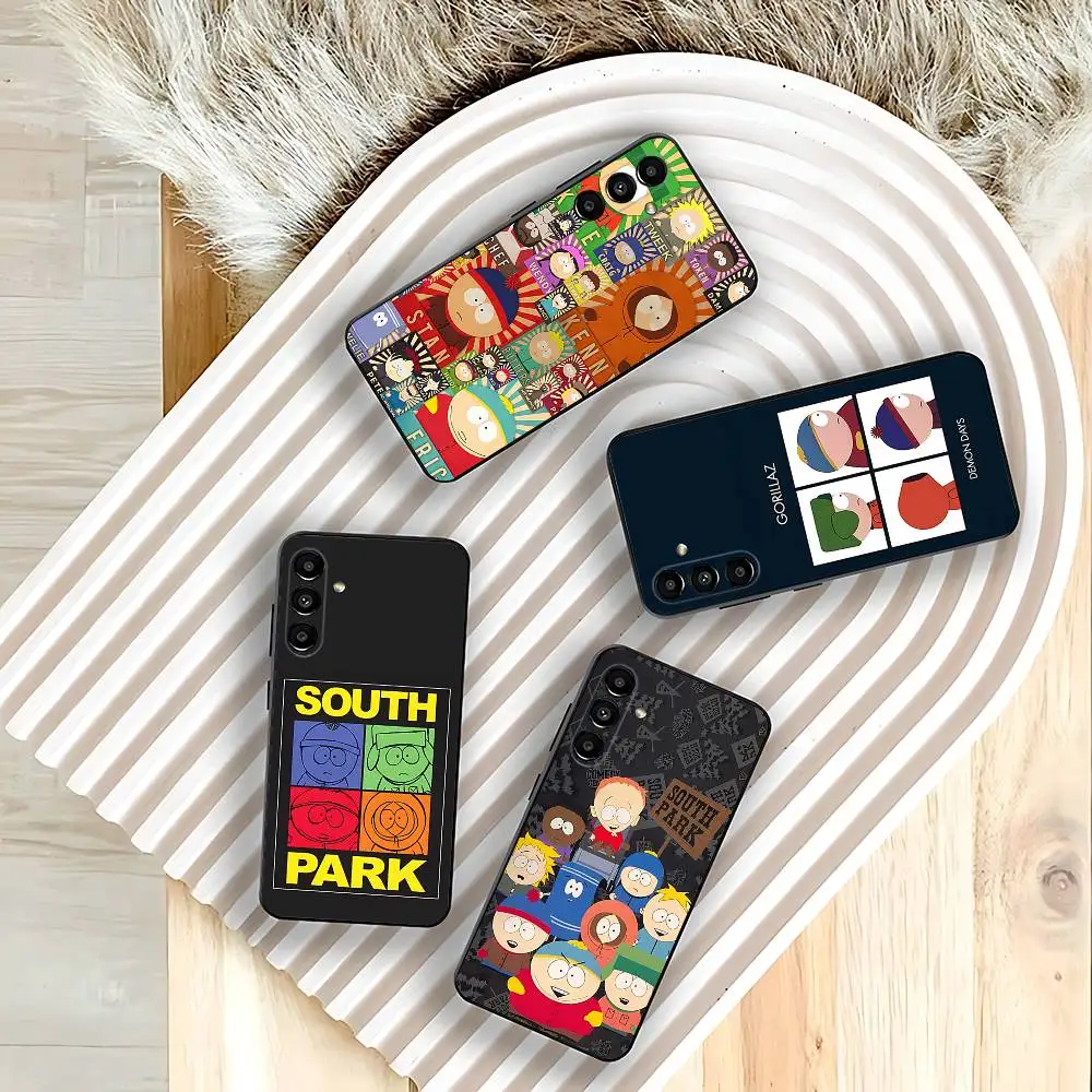 

S-South Cartoon Park funny Phone Case For Samsung Galaxy A73,31,32,72,41,53,52,71,22,5G,Note,J7,8,9 Soft Black Cover
