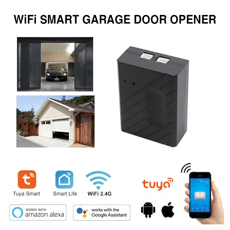 Tuya Smart WiFi Garage Door Opener Remote Tuya Smart Life App Control Work with Alexa and Google Assistant No Hub Needed