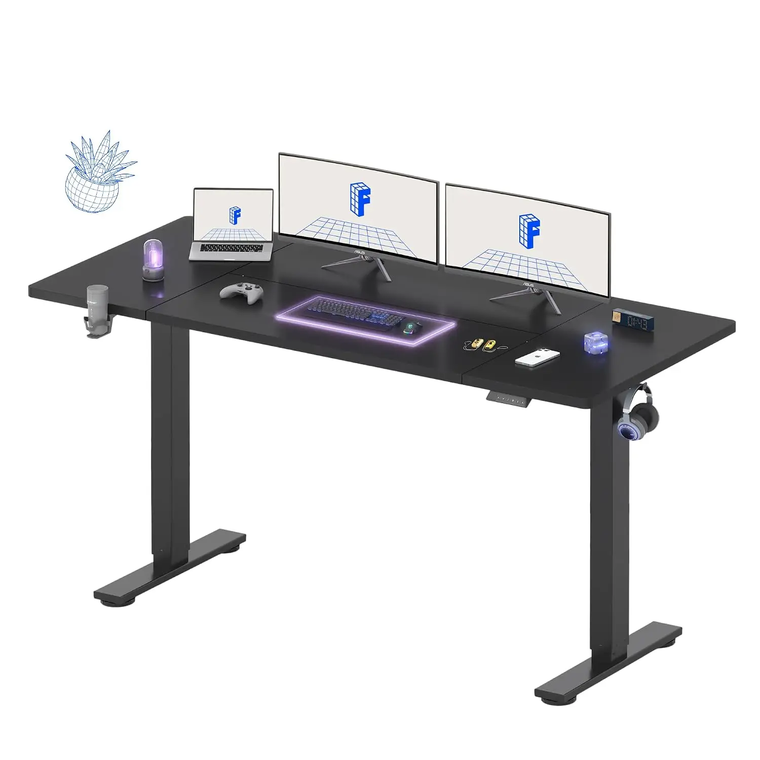 Electric Height Adjustable Standing Desk 71x32 Inch Home Office Black, Customized