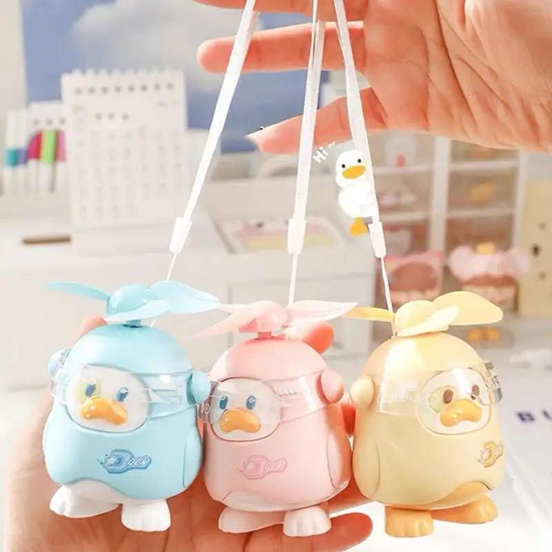 Portable Fan Duck Design Rechargeable Mini Fan Pocket Fan Portable With Lanyard Cute Small Fan Battery Operated Fan Powered