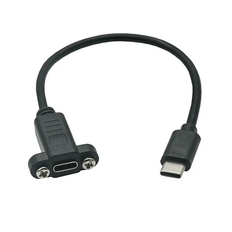 30cm Android Micro USB Male to Type-C Female Extension Cable With Ear Screw Hole Panel USB 2.0 Data Cable