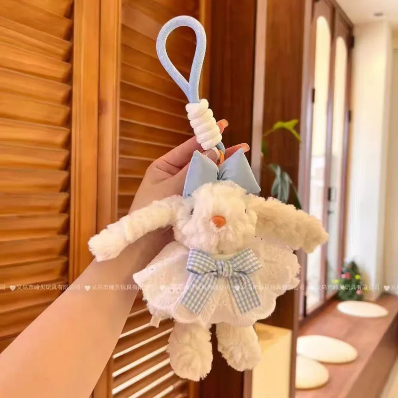 

Cute cartoon long-eared rabbit white red love bow onesie lop-eared rabbit strawberry black yarn plaid princess dress