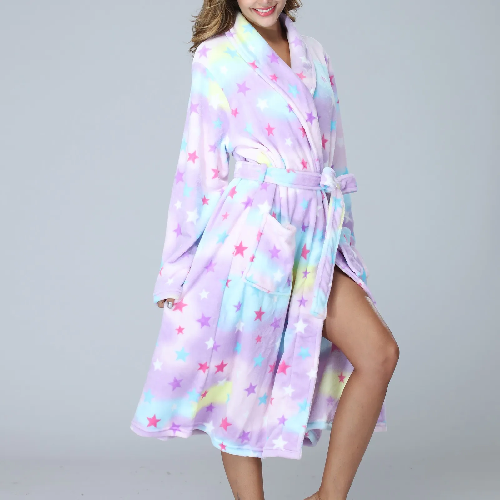 Adults Animal Bath Robe Flannel Sleepwear Women Bathrobe Unicorn Robes Bathing Suit Women's Pajamas Coral Fleece Dressing Gown