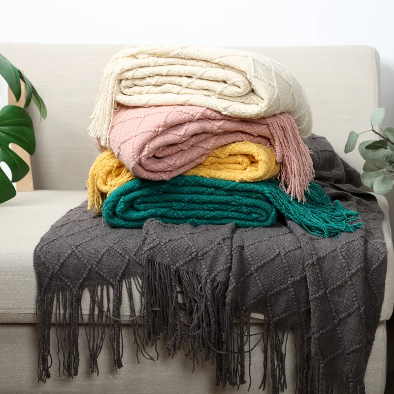Świąteczne zielone koce Duży dzianinowy frędzel do łóżka Krzesło Sofa Kanapa Pokrowiec na cały sezon Koc Home Decor Miękki Wygodny — zdjęcie 7