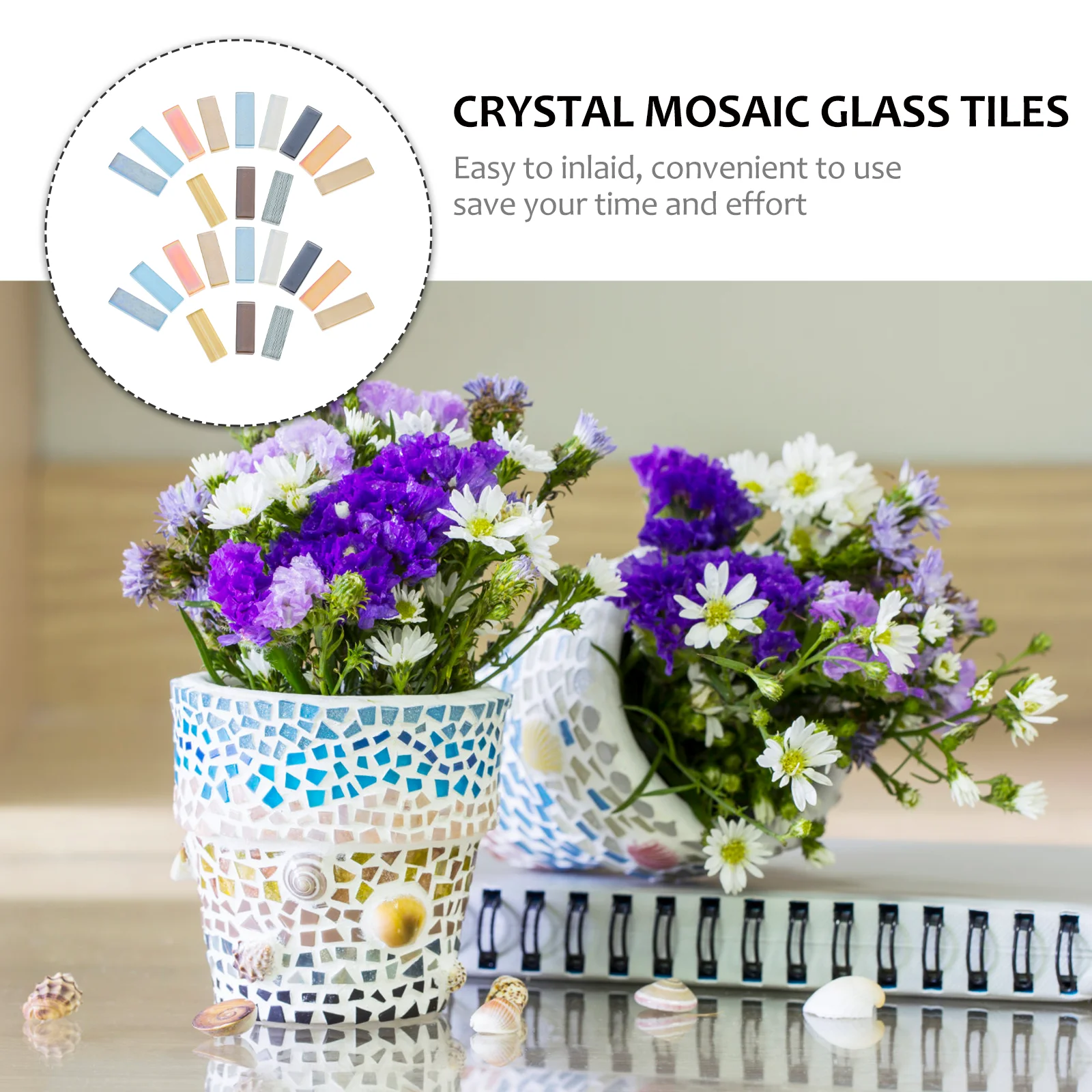 

70pcs Crystal Mosaic Pieces Strip Shaped Glass Tiles Smooth Diy Wall Decor Craft Accessories For Photo Frames Flowerpots