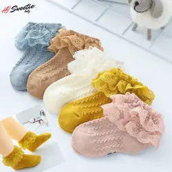 3Pairs/lot Baby Girl Socks Breathable Cotton Lace Ruffle Princess Mesh Socks Children Ankle Short Sock Girls Kids Toddler