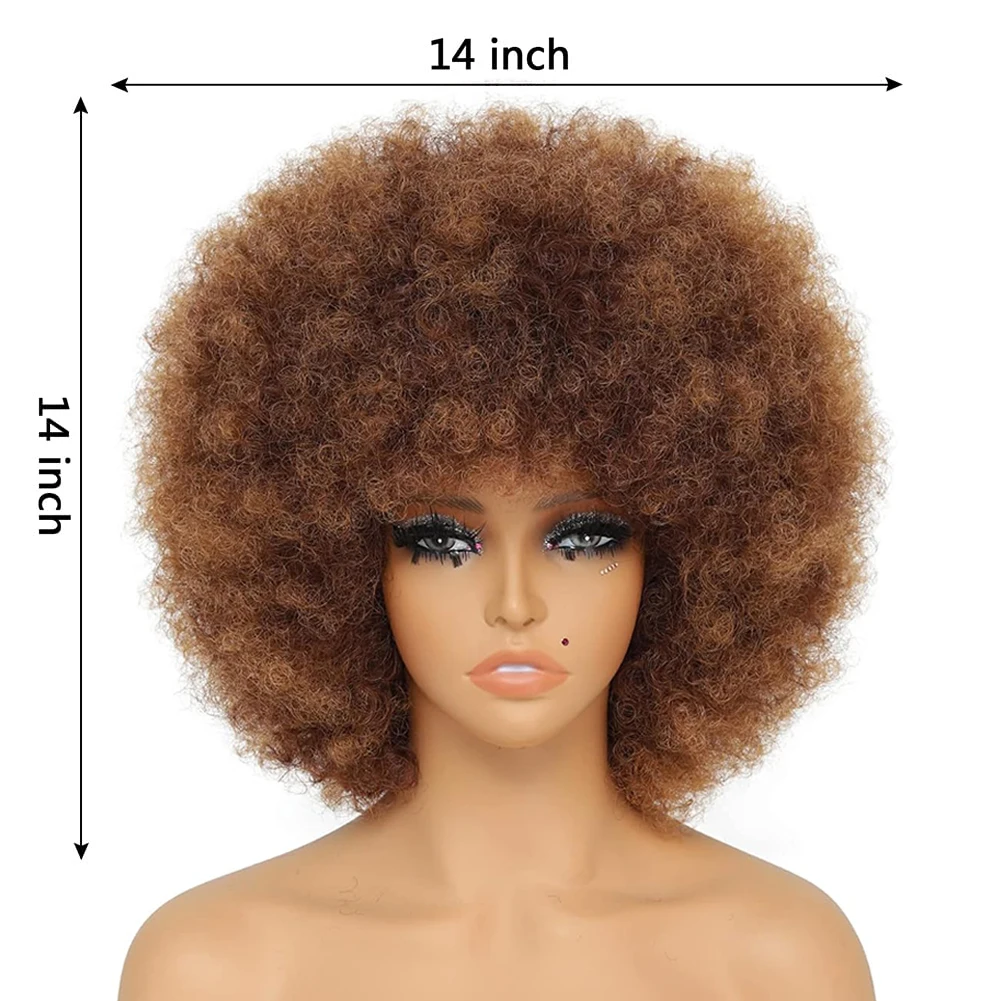 Synthetische Afro-Perücke, verworren, lockig, für Damen, schwarz, 70er-Jahre, federnd und weich, Afro-Puff-Perücken, natürlich aussehende volle Perücken für Party, Cosplay – Detail 3