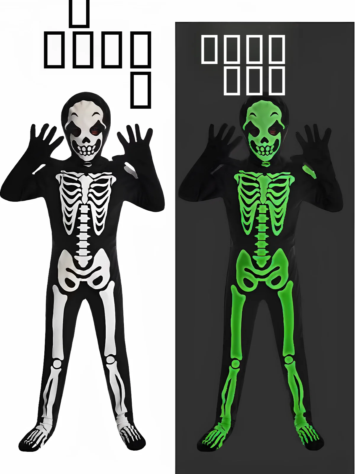 Kinder Halloween Cosplay Performance Kostüm Leuchtendes Skelett Skelett Kind Todesgott Geist Kleidung Terror Thema Par C...