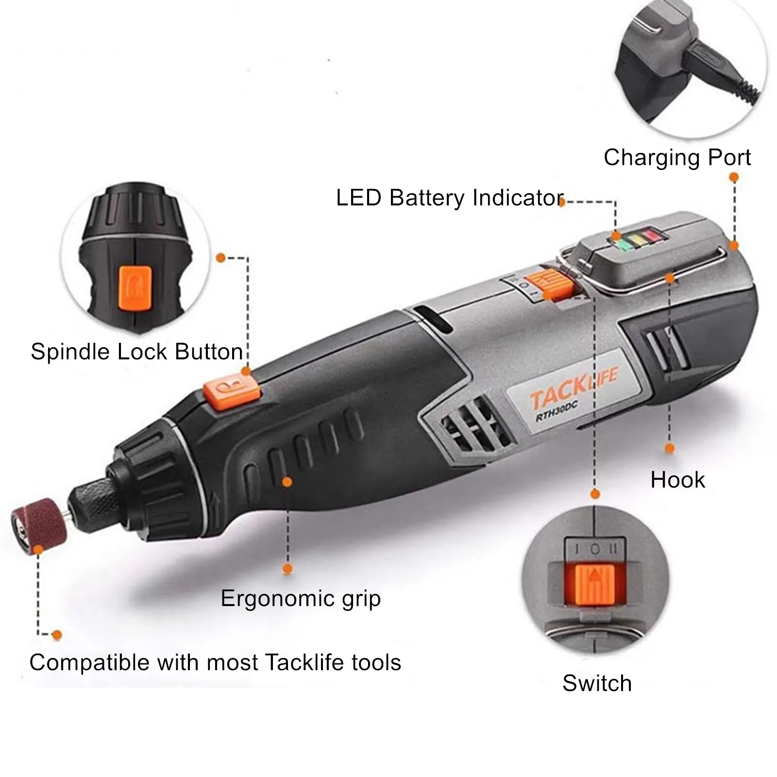 Cordless Rotary Mini Grinder Rechargeable Removable Battery Engraving LED Mini Engraver Mill