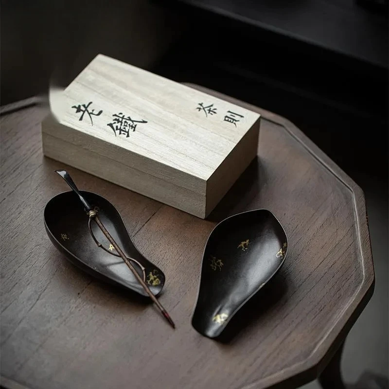 Japanese Handmade Old Iron Teaspoon Household Tea Scoop Aesthetic Chahe Shovel Appreciation Ladle Tea Items Craft Ornaments Gift