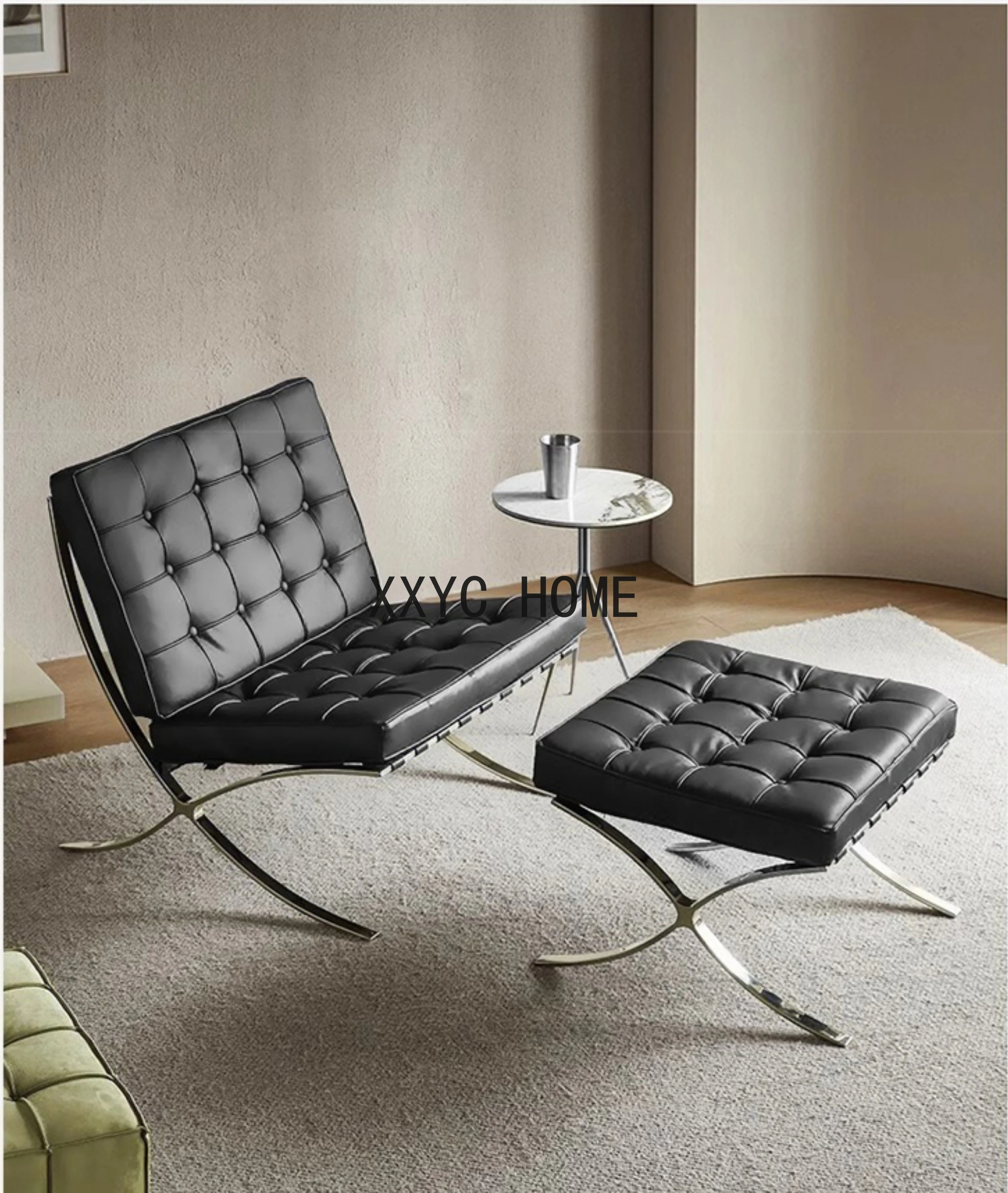 Leather Lounge Chair Living Room Balcony Italian Minimalist Sofa Chair Designer Quiet Chair