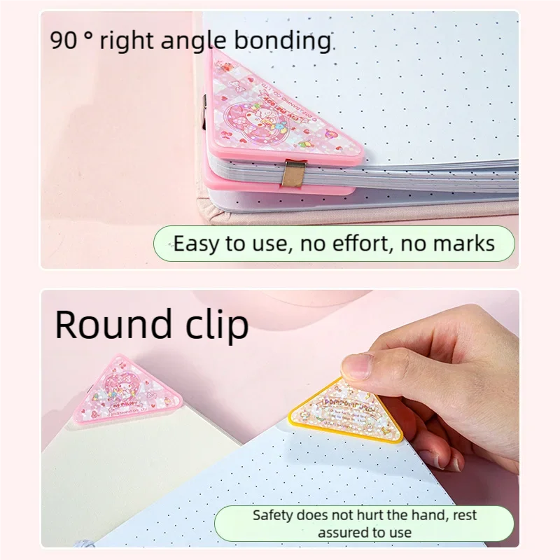 Sanrio Kuromi Pack of 4 Corner Clips Colored Stationery Triangle Clips for Organizing Exam Papers Receipts Office Seal Clips