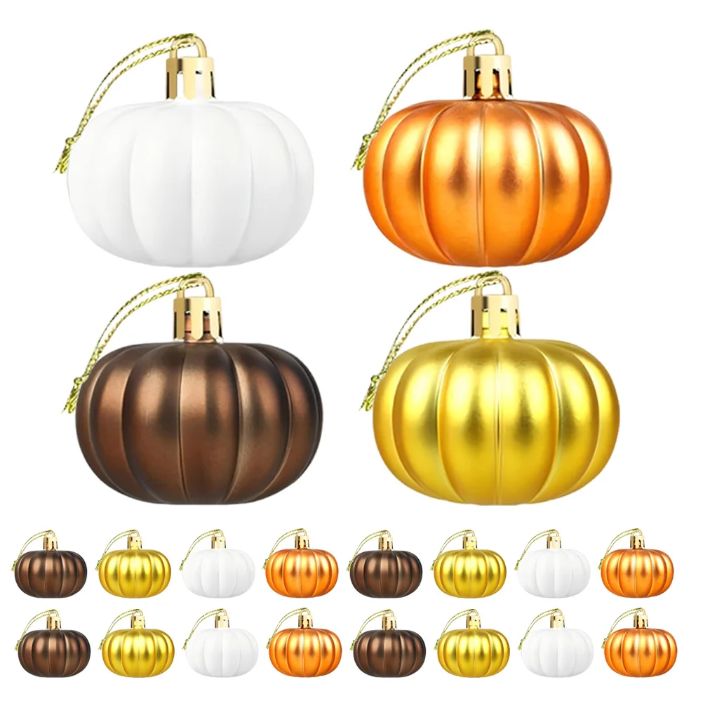 

24Pcs Hanging Pumpkin Ornaments Fall Autumn Decor for Thanksgiving Halloween Party Home Decoration Plastic Harvest Pumpkins