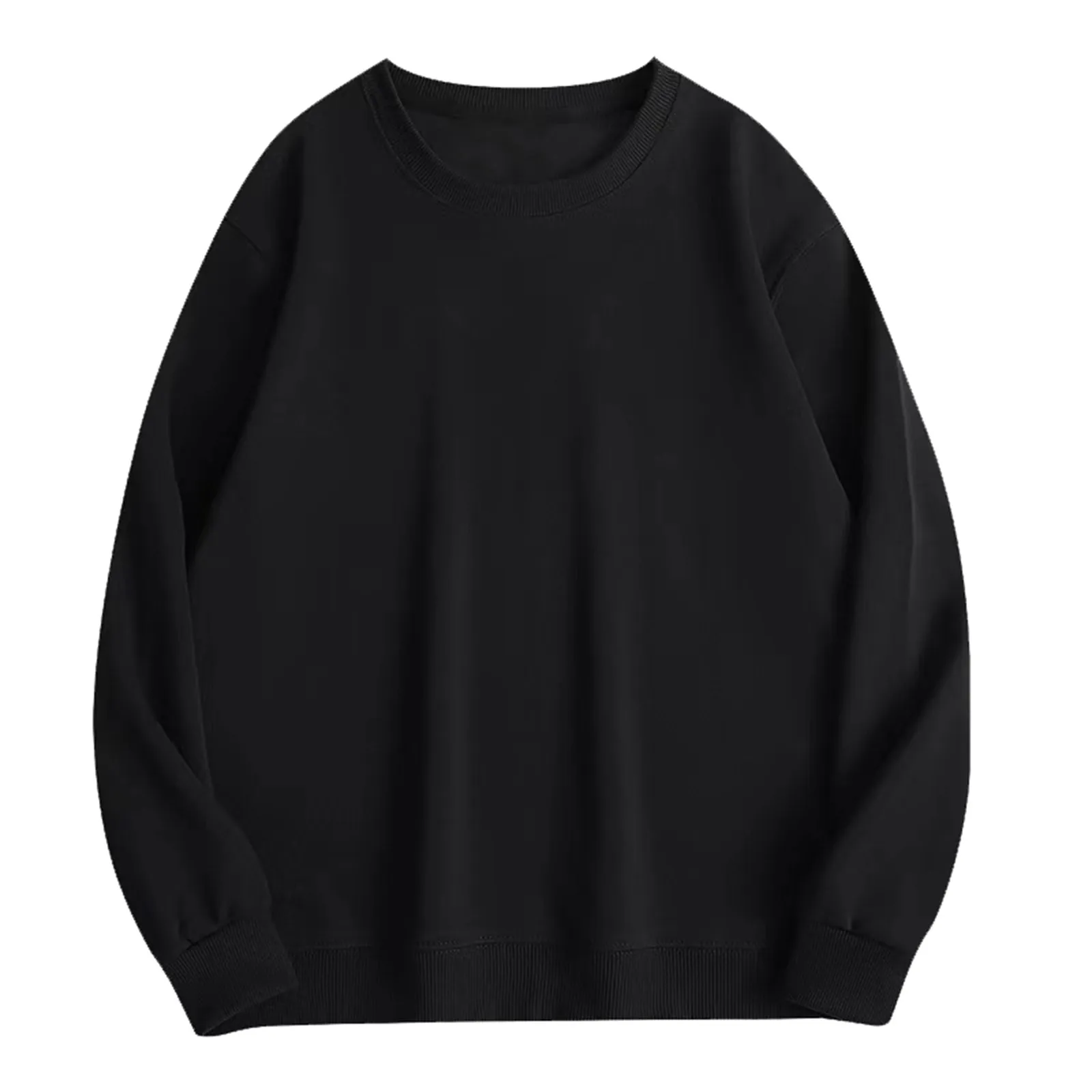 Men's Long Sleeve Sweatshirt Casual Solid Holiday Pullover Tops Cropped Sweatshirts for Men