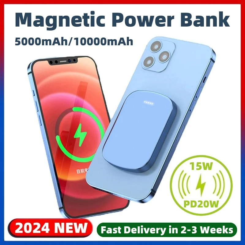 

Mini Power Bank 10000mAh Magnetic Wireless Powerbank 20W Phone Fast Charger For iPhone 12 13 14 15 Pro Max External Battery Pack