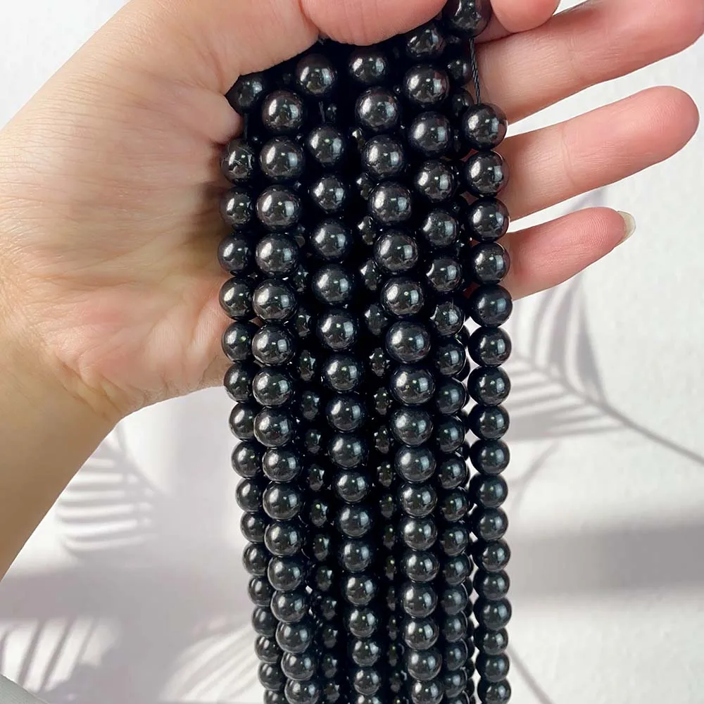 6MM 8MM Black Russia Shungite Beads Schungite Bracelet Real Natural Crystal Bead Stones For Jewelry Health Healing Fengshui