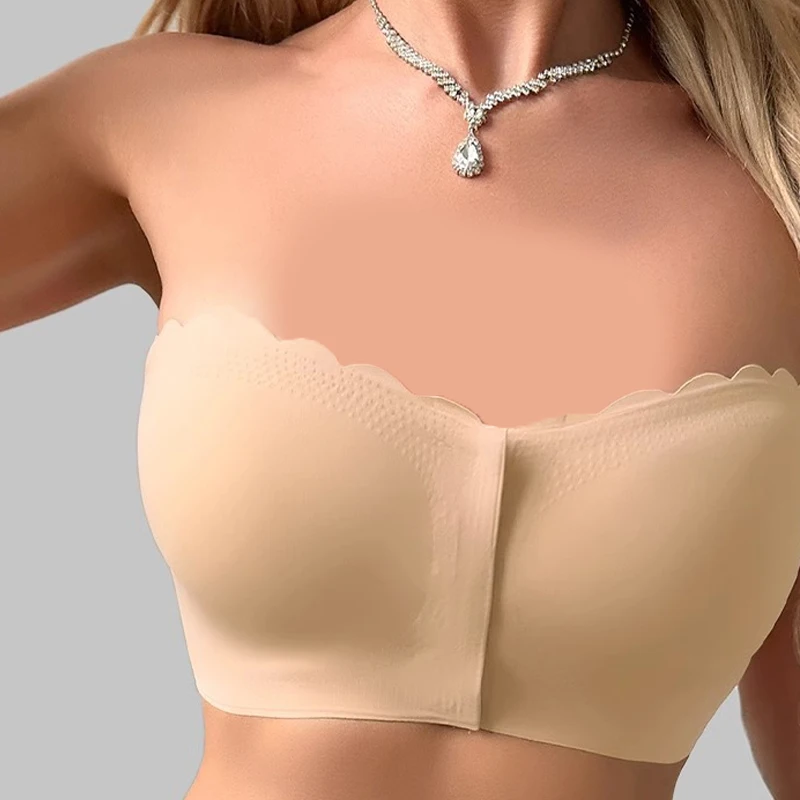 

Нижнее белье большого размера с пряжкой спереди, невидимый цельный бюстгальтер без бретелек с небольшой грудью для женщин