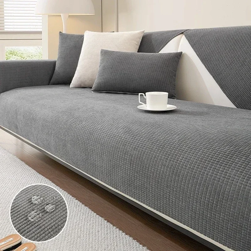 Polar Fleece Sofa Cover for Living Room Solid Color Anti-Slip Sofas Mat Couch Armrest Backrest Towel Furniture Protector Home