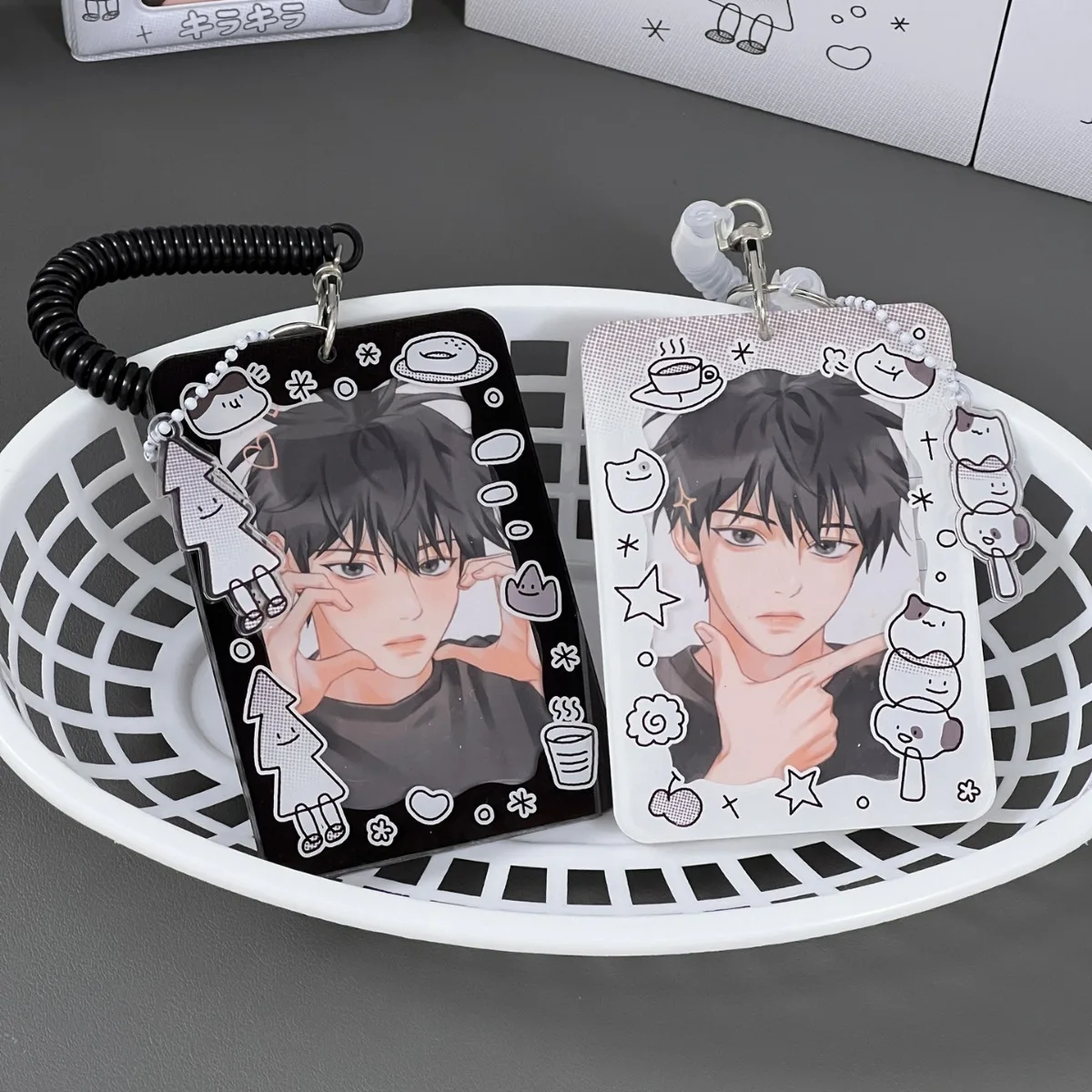 Muxinn Black And White Cute Animal Acrylic Holder Display Pendant Transparent 3-Inch Small Card Star Chasing Instagram Style