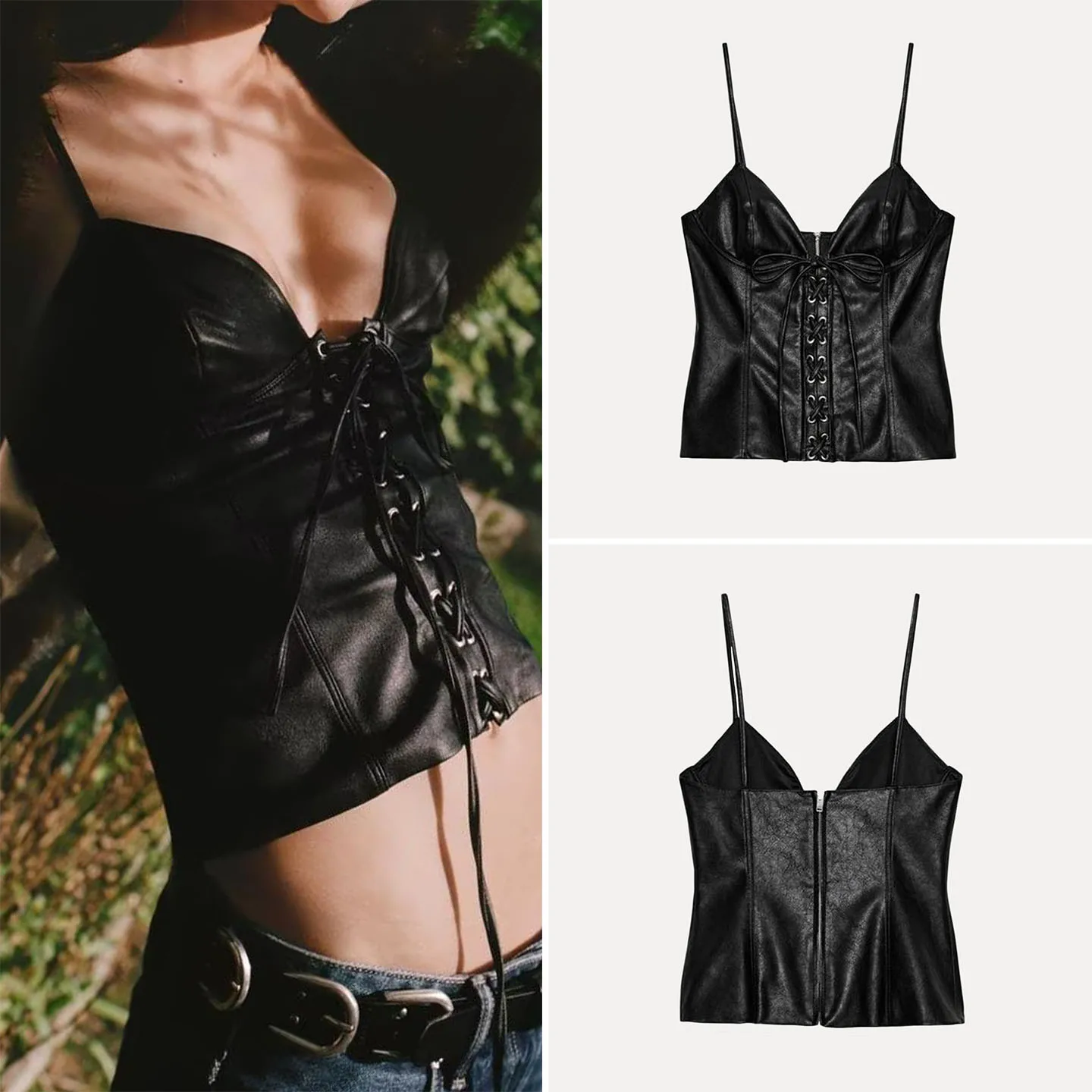 

Модный женский топ с завязками, простая элегантность, индивидуальный стиль, новинка осени 2025, женская майка