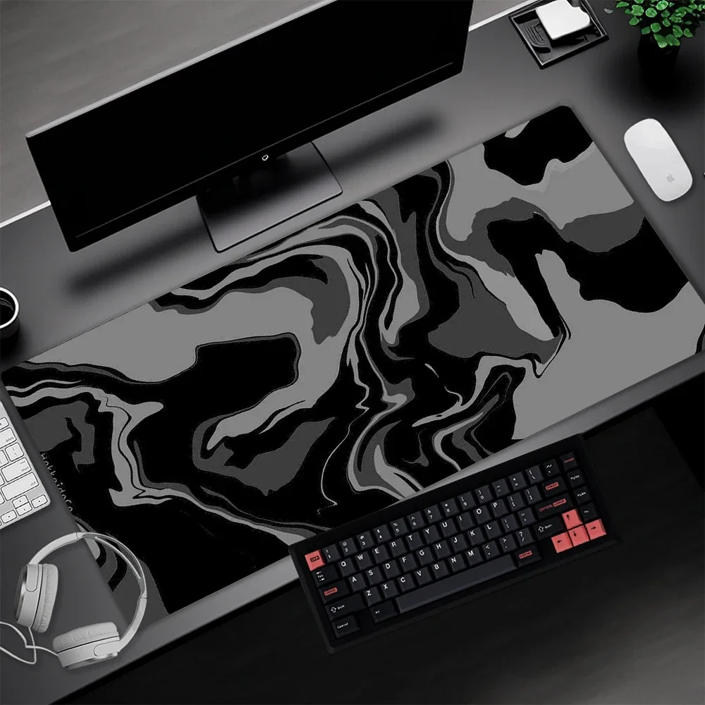 Line Liquid Mouse Pad Gaming Accessories Topographic Table Mat Marble Black Carpet Gray 100x50cm Custom Pc MousePad Desk mat