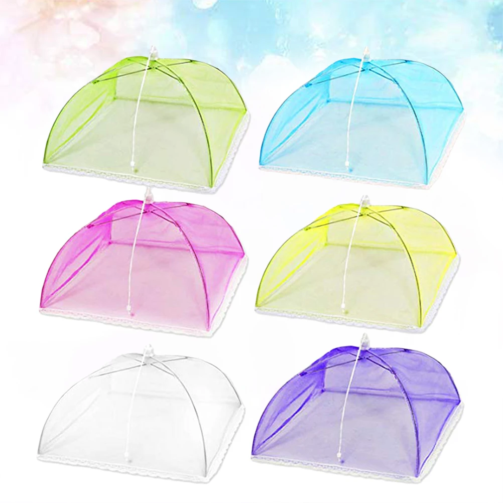 

6 PCS Vegetable Cover Collapsible Insulated Food Picnic Protecting Tent Umbrella Up Foldable Mesh