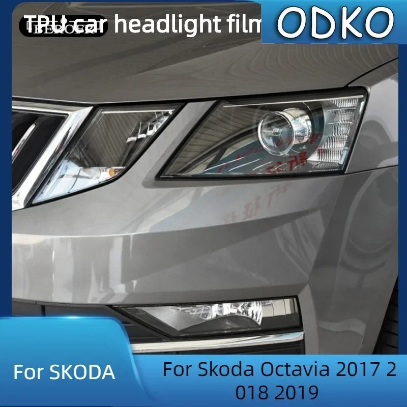 

Для Skoda Octavia 2017 2018 2019, оттенок автомобильных фар, черная защитная пленка, прозрачные наклейки из ТПУ, аксессуары