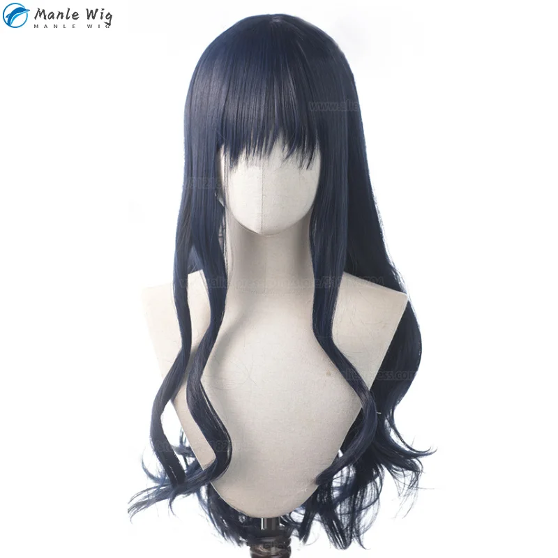 Game FF14 Gaia Cosplay Wig FFXIV Gaia Cosplay 80cm Blue Heat Resistant Hair Halloween Final Fantasy XIV Gaia Wigs + Wig Cap